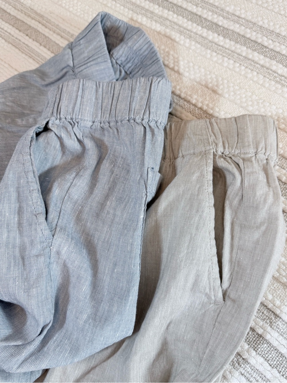 Lou & Grey Linen Blend Pull-On Cropped Pants Bundle Elastic Waist Blue Beige M - Picture 13 of 16